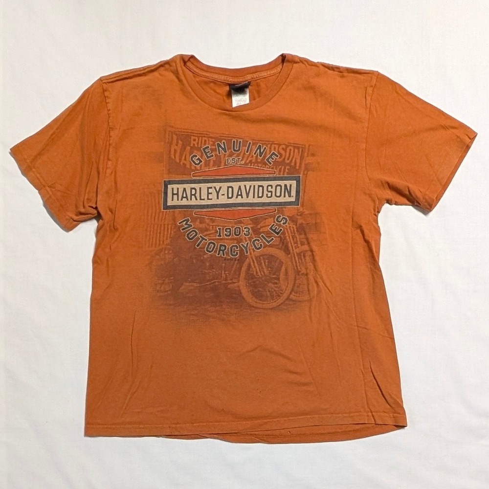 Harley-Davidson The Woodlands Texas Graphic T-Shirt Orange Men's XL USA Made